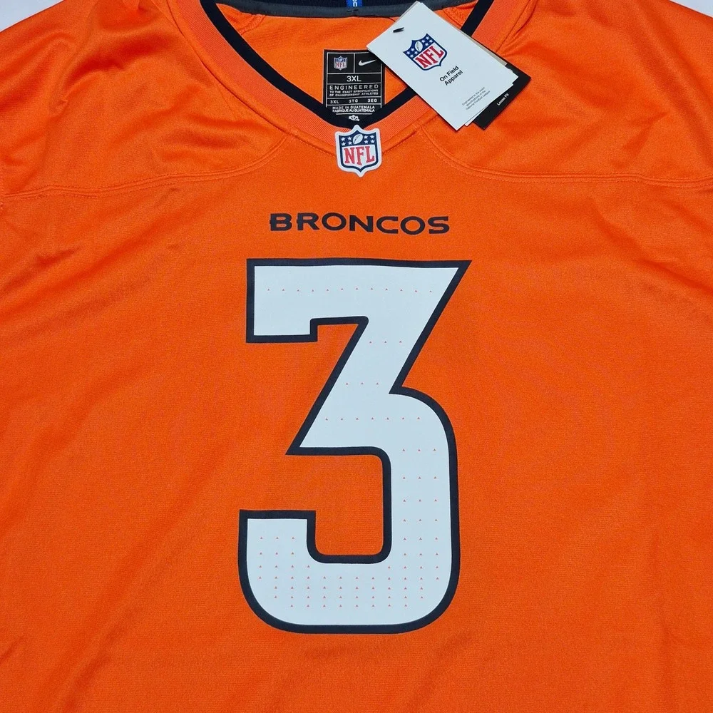 Russell Wilson Denver Broncos Nike Football Game Jersey Orange Men's Size 3XL
